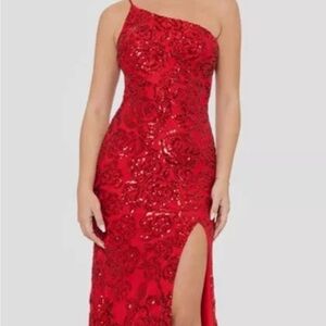 Blondie Nites Red One-Shoulder Gown
